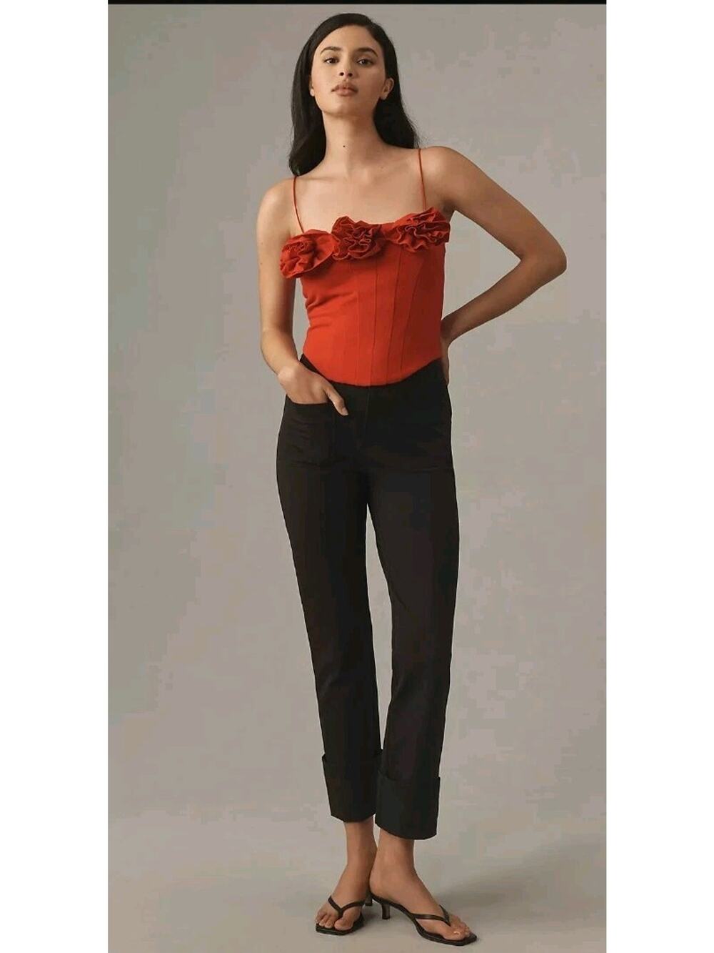 NWT Anthropologie Maeve Bombshell Cuff Capri Pants Sz 27
